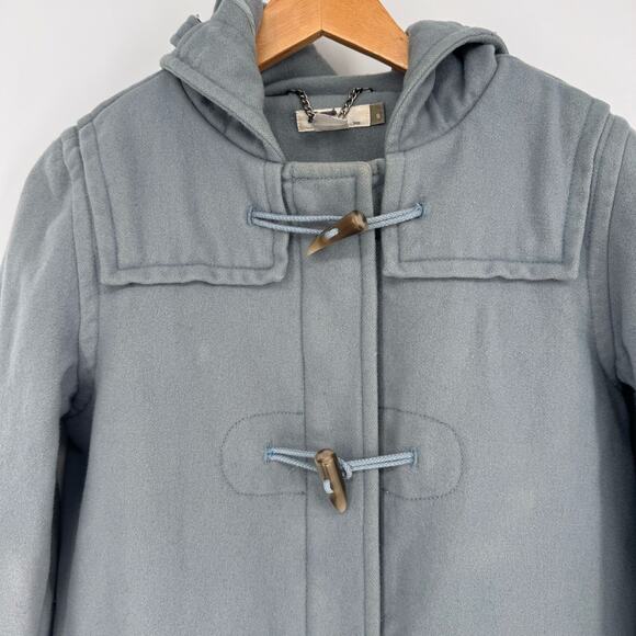 J.Crew Melton Duffle Wool Blend Light Blue Toggle Button Thinsulate Coat Sz S - Picture 3 of 8